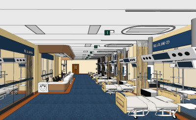 现代医院隔离间,床位,病床su草图模型下载