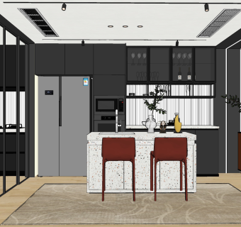 现代风格餐厅,su草图模型下载