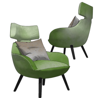 minotti 现代布艺休闲椅组合su草图模型下载