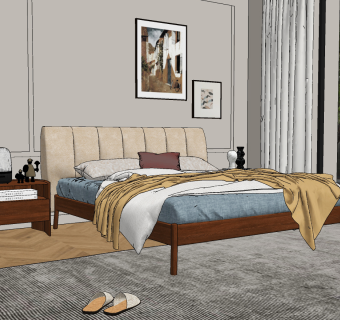 北欧卧室su草图模型下载