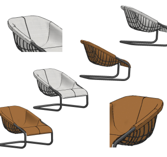 现代布艺休闲椅su草图模型下载