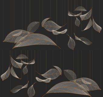 现代水晶树叶吊灯su草图模型下载