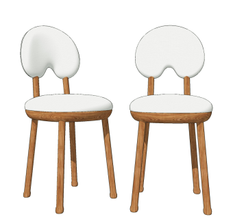 北欧原木色单椅su草图模型下载