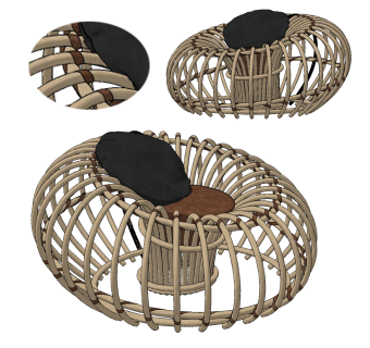 现代户外休闲椅,蛋壳椅su草图模型下载