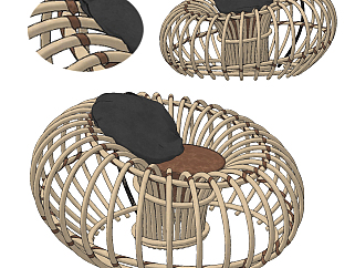现代户外休闲椅,蛋壳椅su草图模型下载