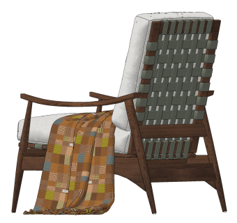 新中式休闲椅,su草图模型下载