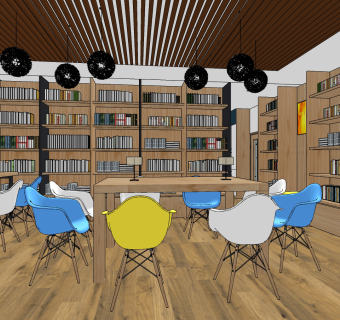 北欧阅览室,娱乐室,su草图模型下载