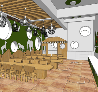 现代幼儿园su草图模型下载