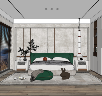 现代卧室su草图模型下载