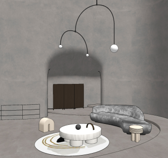 现代沙发茶几组合su草图模型下载