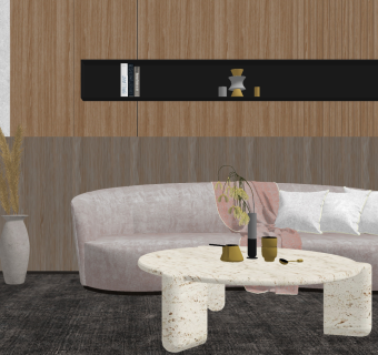 意大利amania现代沙发茶几组合su草图模型下载