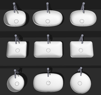 现代洗手盆,台盆,su草图模型下载