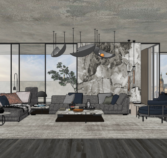 意大利 米洛提 minotti 现代客厅su草图模型下载