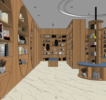 现代阅览室,图书馆,su草图模型下载