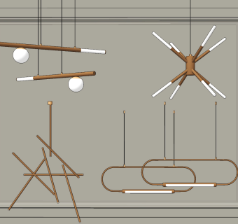 现代吊灯su草图模型下载