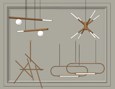现代吊灯su草图模型下载