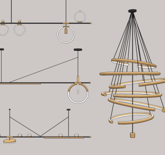 现代圆环吊灯su草图模型下载
