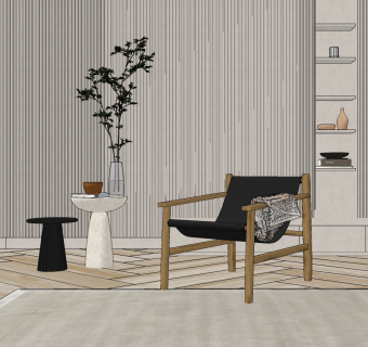 现代休闲椅,,边几,角几,摆件su草图模型下载