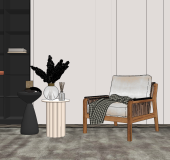 现代木质休闲椅,,su草图模型下载