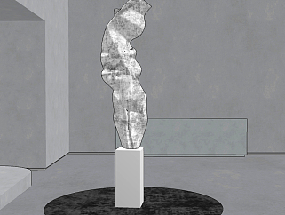 现代异形抽象雕塑摆件su草图模型下载