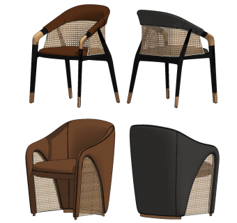 现代餐椅，椅子，组合su草图模型下载