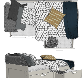 收纳沙发凳,,卧榻su草图模型下载