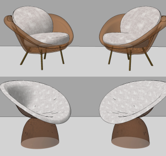 现代异形单人椅组合su草图模型下载