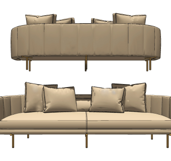 minotti花托沙发,多人沙发su草图模型下载