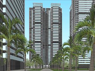 高层住宅+酒店公寓办公楼 总体模型