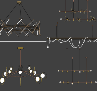 现代吊灯组合su草图模型下载
