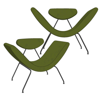 意大利 tacchini reversível 现代单椅,su草图模型下载