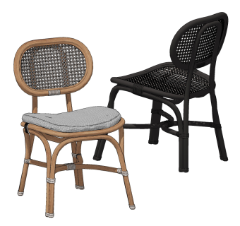 现代北欧自然风藤编休闲椅su草图模型下载