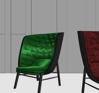 现代皮革休闲椅su草图模型下载