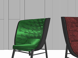 现代皮革休闲椅su草图模型下载