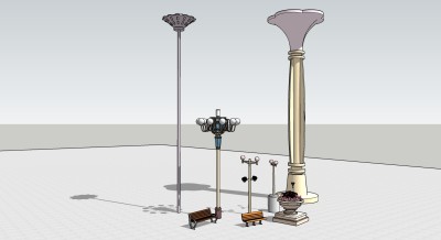 户外景观路灯su草图模型下载