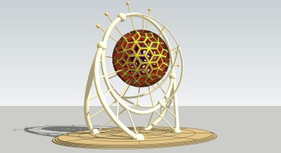 广场城市球形雕塑su草图模型下载