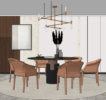 现代轻奢餐厅su草图模型下载