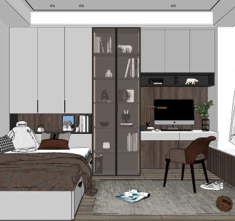 现代卧室su草图模型下载