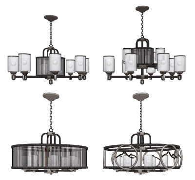 新中式轻奢铁艺吊灯su草图模型下载