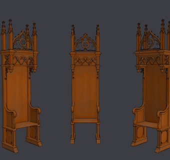 欧式原木教堂椅su草图模型下载