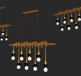工业风麻绳吊灯,su草图模型下载