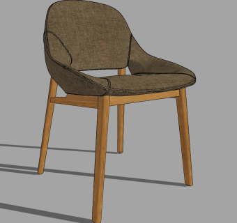 现代布艺餐椅,休闲椅su草图模型下载