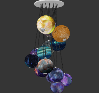 现代星球创意吊灯su草图模型下载