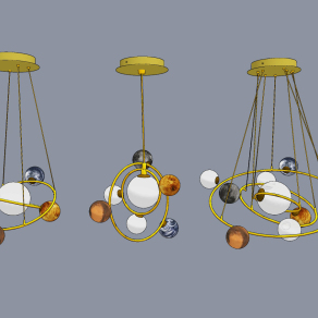 北欧流浪星球星系吊灯组合,su草图模型下载