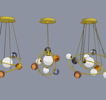 北欧流浪星球星系吊灯组合,su草图模型下载