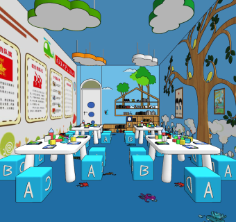 幼儿园教室su草图模型下载