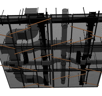 裸顶管道,工业风吊顶,吊灯su草图模型下载
