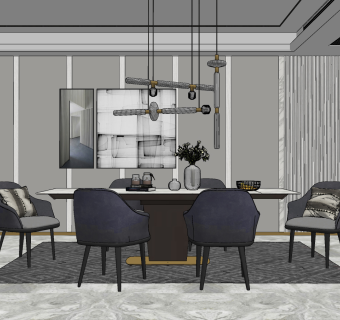 现代餐厅su草图模型下载