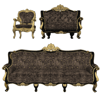 欧式法式古典雕花绒布皮革多人沙发,单人沙发,su草图模型下载