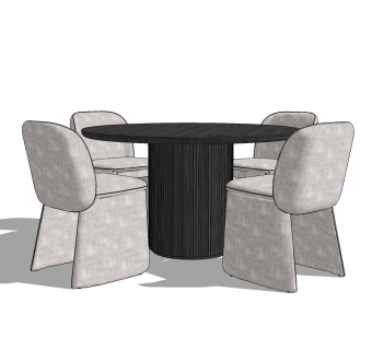 现代餐桌椅su草图模型下载